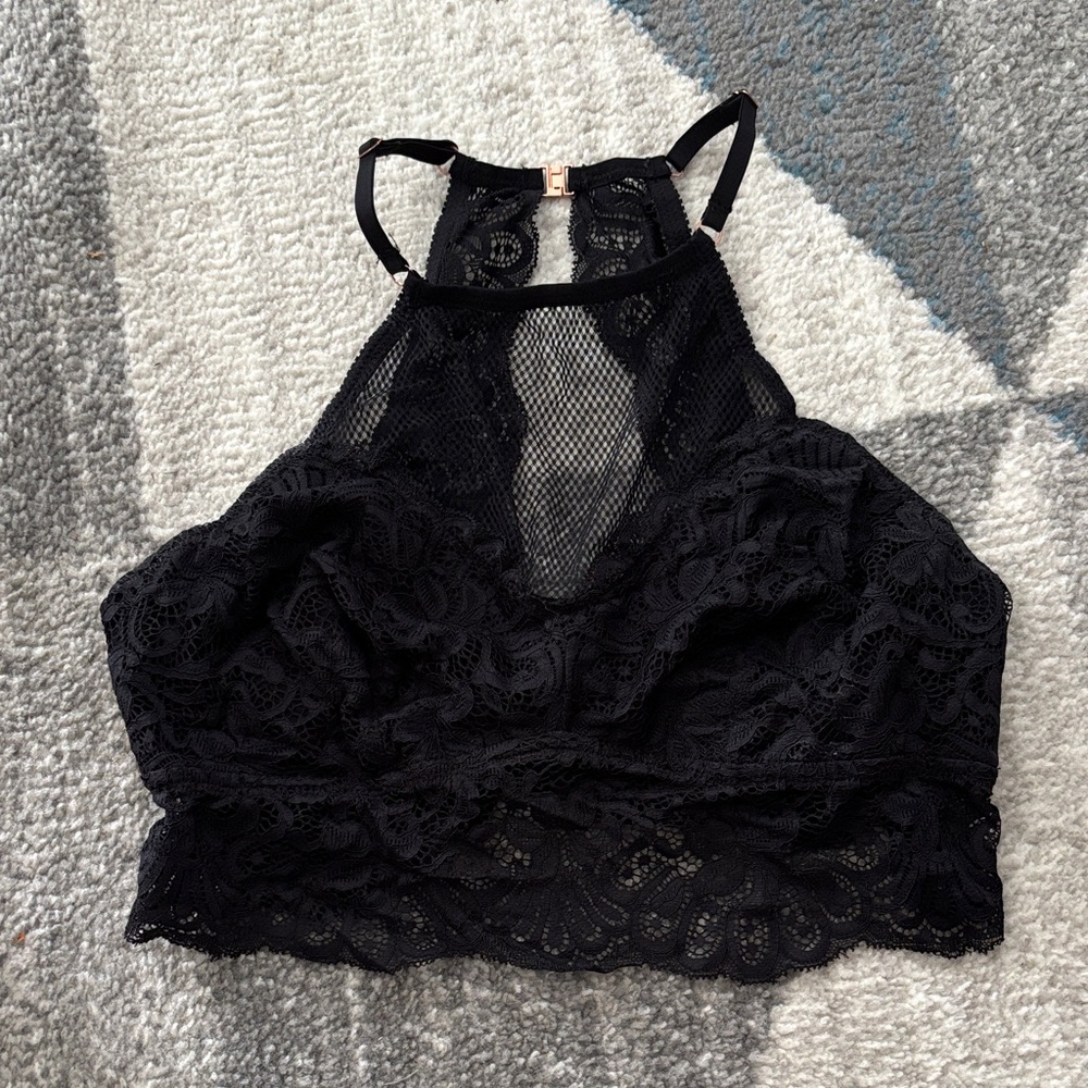 Black Lace Halter Bralette
